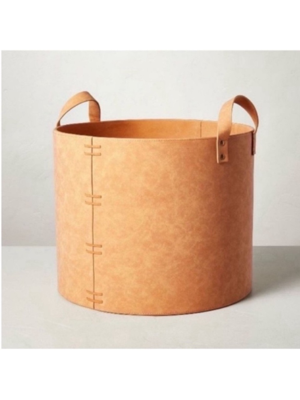NWT Large Faux Leather Storage Bin Basket with Handles 13"Hx16"D - Hearth & Hand